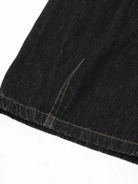 Men's Wide-Leg Denim Shorts with Plaid Accent