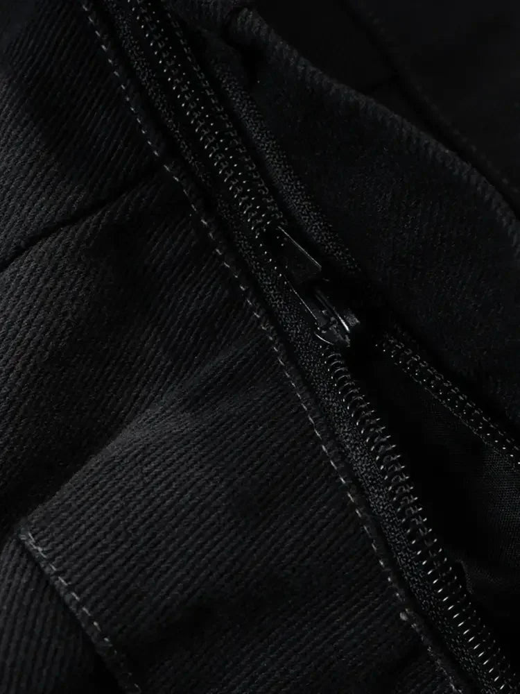 Men's Wide Leg Detachable Cargo Jeans with Multi-Pockets