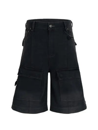 Men's Wide Leg Detachable Cargo Jeans with Multi-Pockets