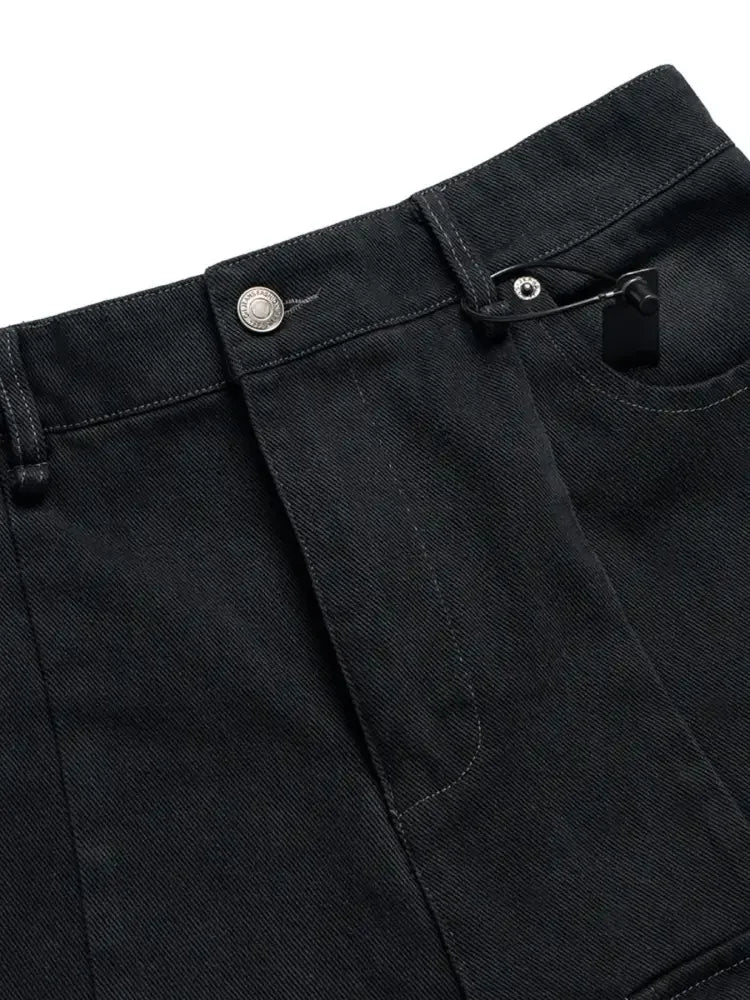 Men's Wide Leg Detachable Cargo Jeans with Multi-Pockets