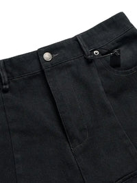 Men's Wide Leg Detachable Cargo Jeans with Multi-Pockets
