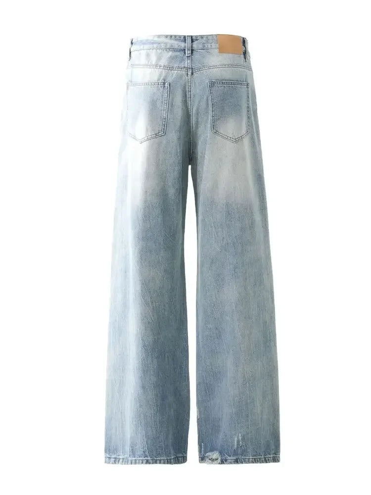 Men's Wide Leg Distressed Jeans