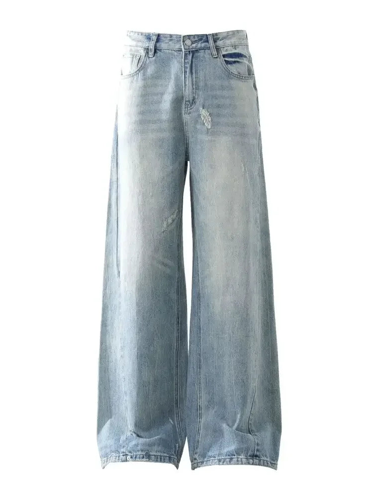 Men's Wide Leg Distressed Jeans