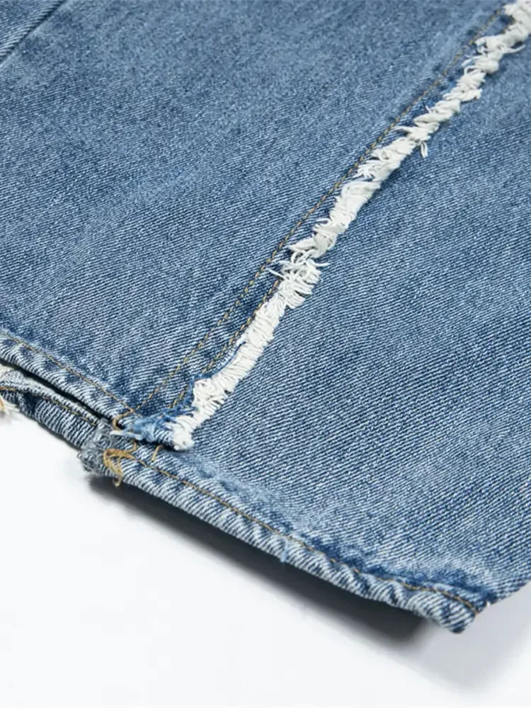 Men's Wide Leg Frayed Seam Jeans