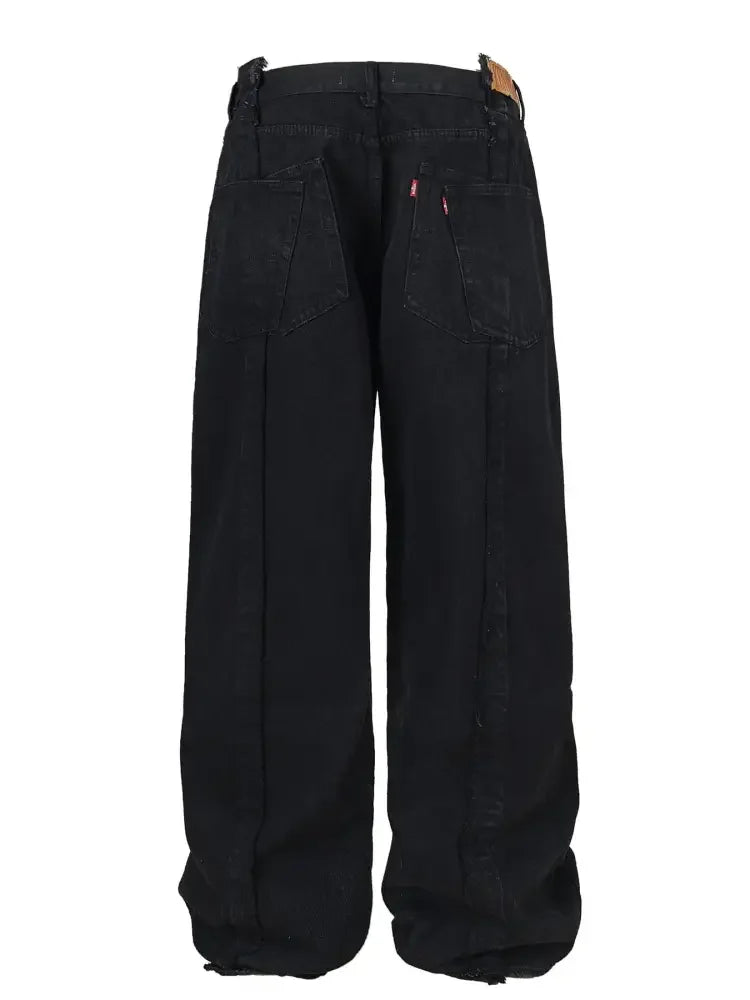Men's Wide Leg Frayed Seam Jeans