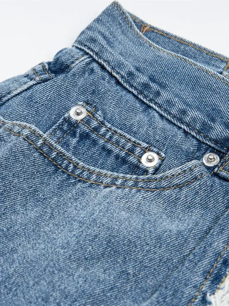 Men's Wide Leg Frayed Seam Jeans
