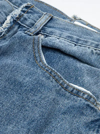 Men's Wide Leg Frayed Seam Jeans