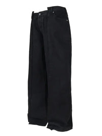 Men's Wide Leg Frayed Seam Jeans