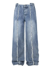 Men's Wide Leg Frayed Seam Jeans