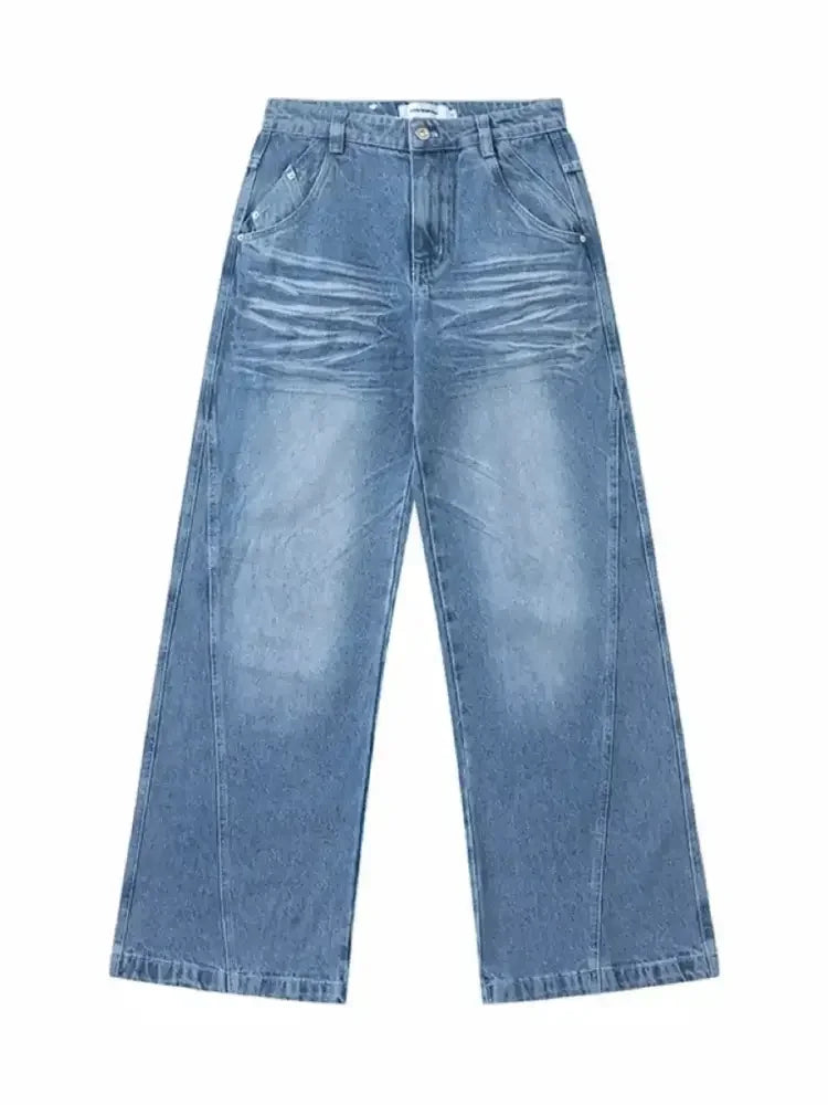 Men's Wide Leg High Waist Relaxed Fit Jeans