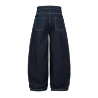 Dark blue wide leg jeans with white contrast stitching for men’s wide leg jeans collection