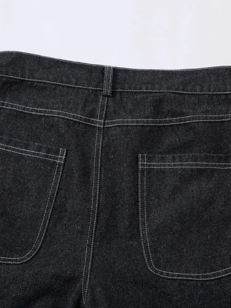Men's Wide Leg Jeans with Contrast Panels