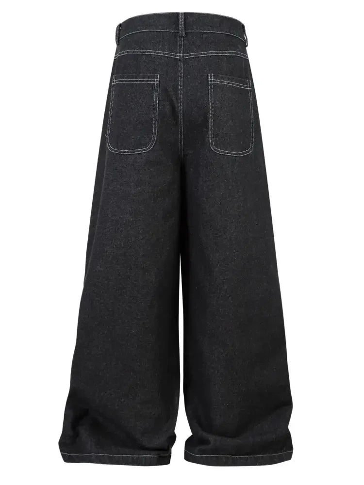 Men's Wide Leg Jeans with Contrast Panels