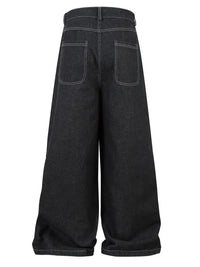 Men's Wide Leg Jeans with Contrast Panels