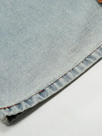 Men's Wide-Leg Jeans with Contrast Side Stripes and Decorative Patches