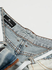 Men's Wide-Leg Jeans with Contrast Side Stripes and Decorative Patches