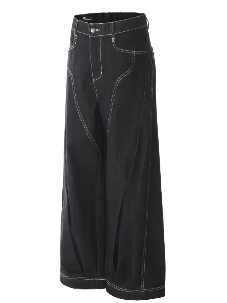 Men's Wide-Leg Jeans with Contrast Stitching