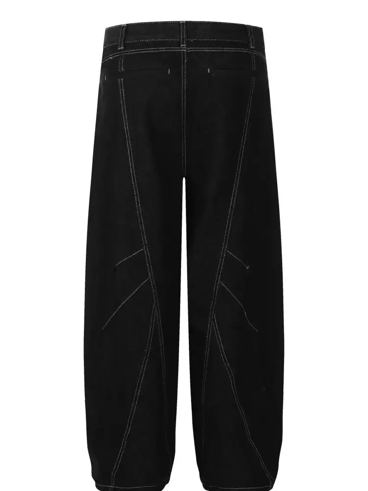 Men's Wide Leg Jeans with Contrast Stitching
