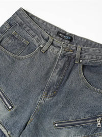 Men's Wide Leg Jeans with Frayed Seam Details