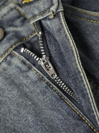 Men's Wide Leg Jeans with Frayed Seam Details