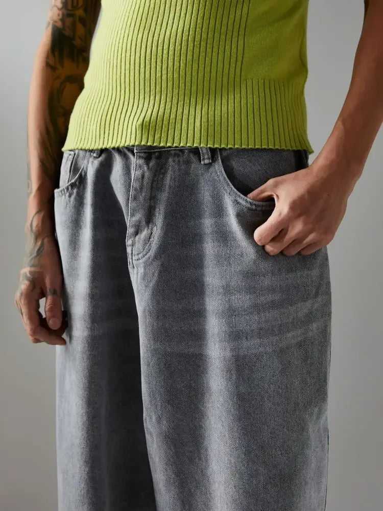 Men's Wide Leg Jeans with Pockets