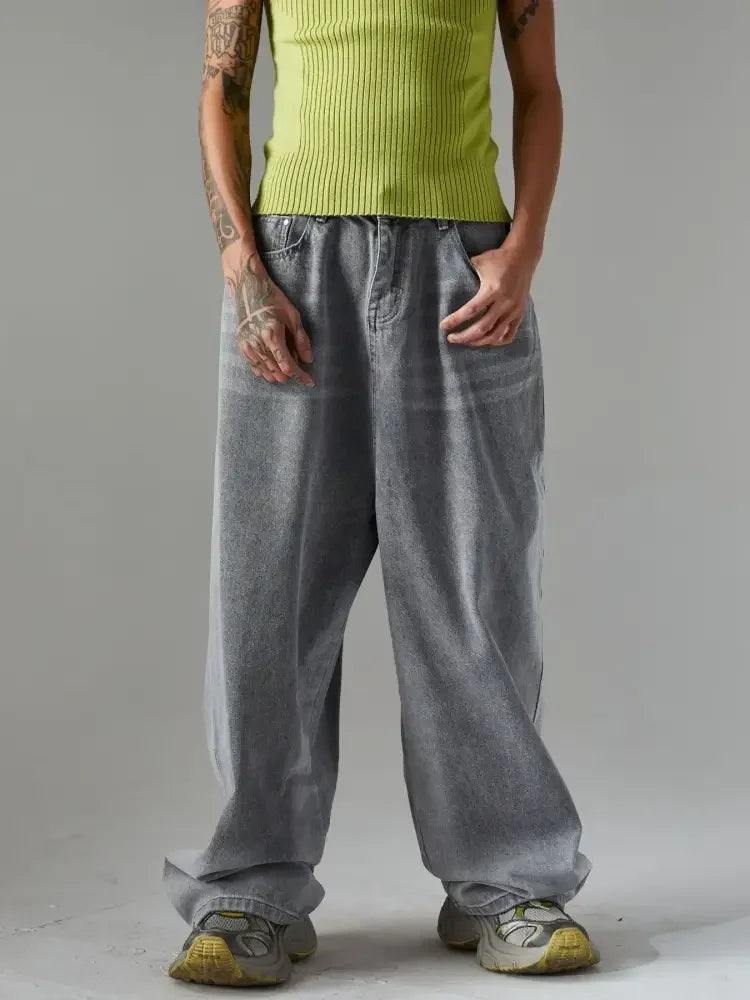 Men's Wide Leg Jeans with Pockets