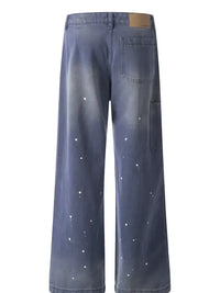 Men's Wide Leg Paint Splatter Jeans