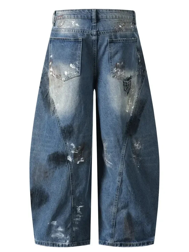 Men's Wide Leg Paint Splatter Jeans