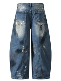 Men's Wide Leg Paint Splatter Jeans