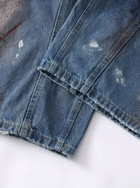 Men's Wide Leg Paint Splatter Jeans