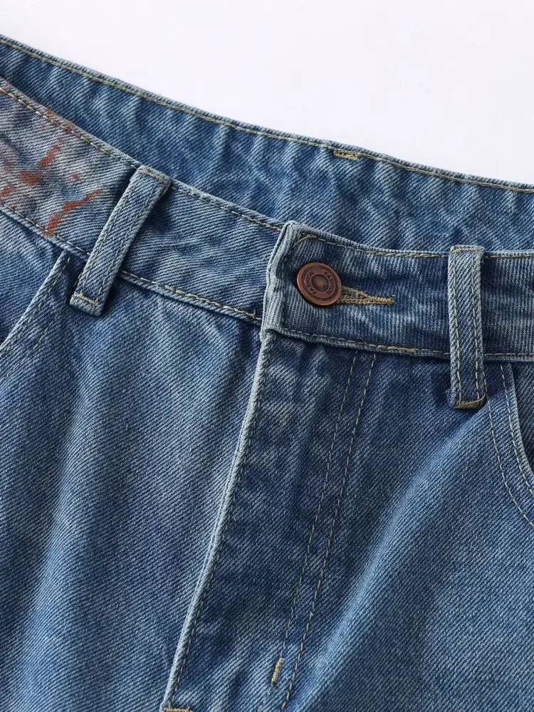 Men's Wide Leg Paint Splatter Jeans