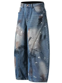 Men's Wide Leg Paint Splatter Jeans