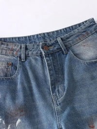Men's Wide Leg Paint Splatter Jeans