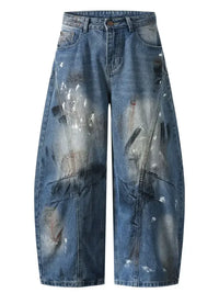 Men's Wide Leg Paint Splatter Jeans