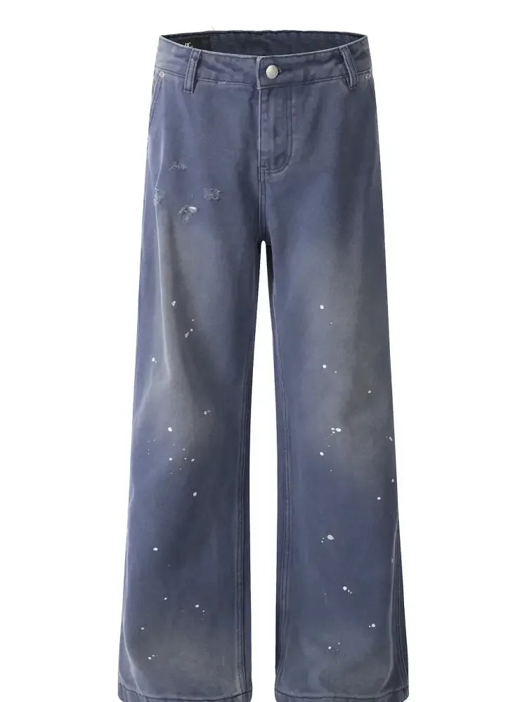 Men's Wide Leg Paint Splatter Jeans
