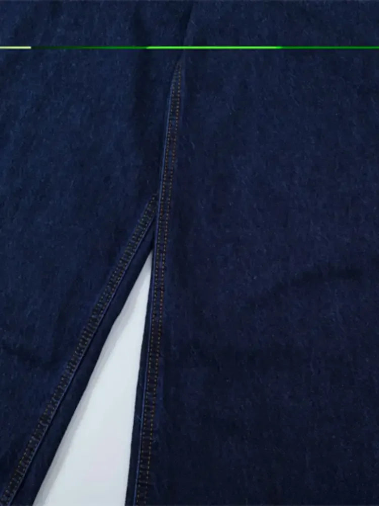Men's Wide Leg Plaid Hem Jeans