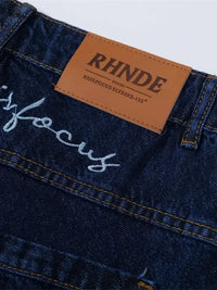 Men's Wide Leg Plaid Hem Jeans