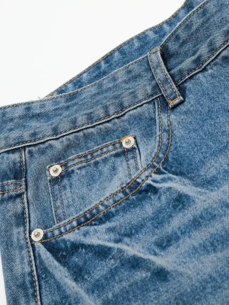 Men's Wide Leg Relaxed Fit Denim Shorts
