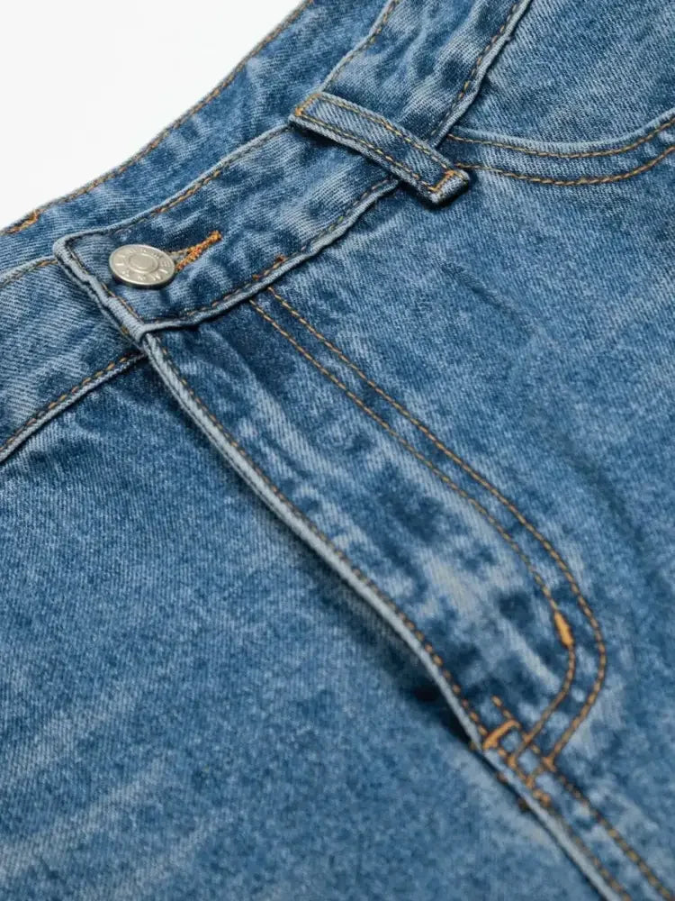 Men's Wide Leg Relaxed Fit Denim Shorts