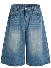 Men's Wide Leg Relaxed Fit Denim Shorts