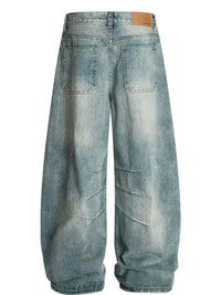 Men's Wide Leg Relaxed Fit Vintage Wash Jeans