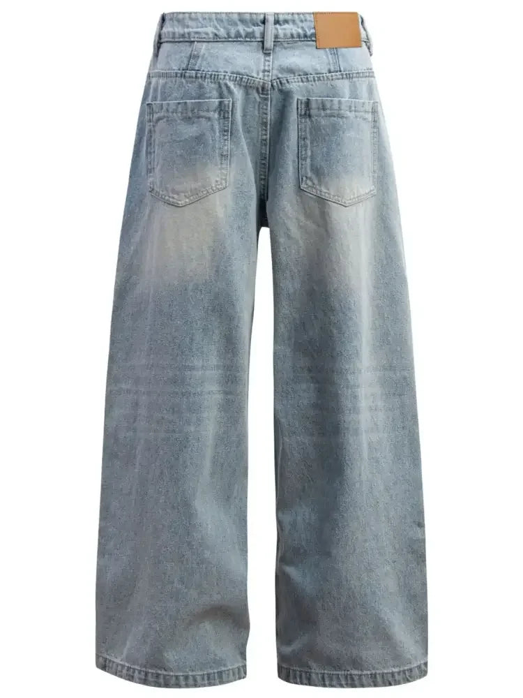 Men's Wide Leg Relaxed Fit Vintage Wash Jeans