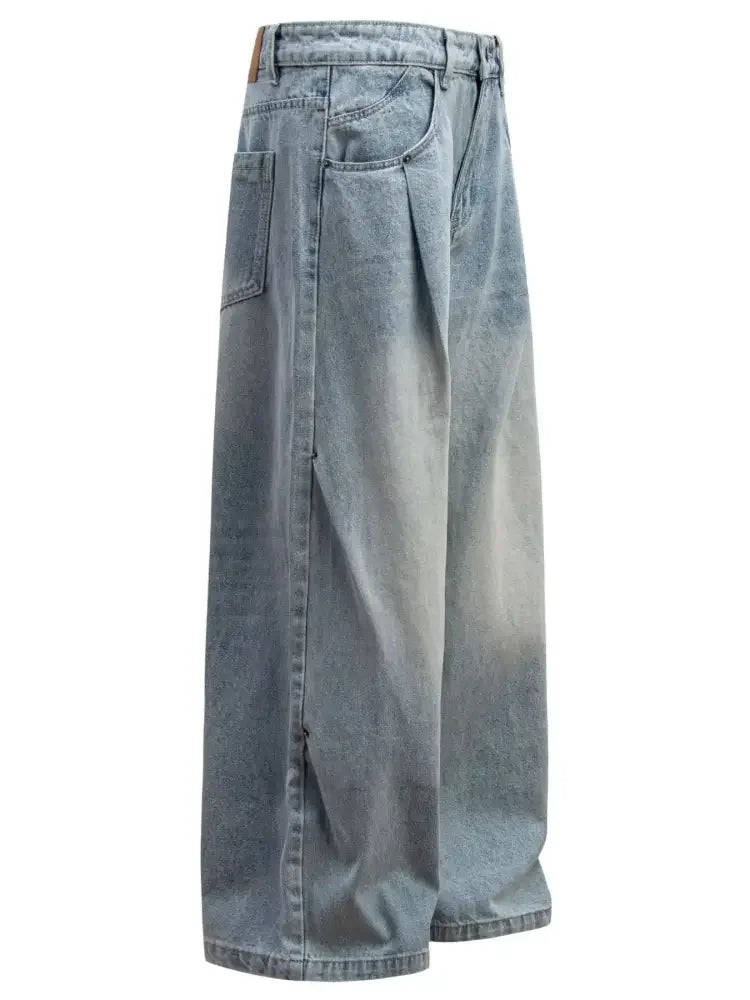 Men's Wide Leg Relaxed Fit Vintage Wash Jeans