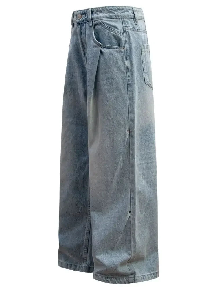 Men's Wide Leg Relaxed Fit Vintage Wash Jeans