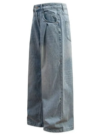 Men's Wide Leg Relaxed Fit Vintage Wash Jeans