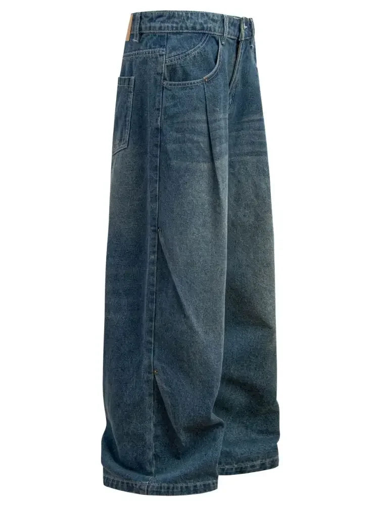 Men's Wide Leg Relaxed Fit Vintage Wash Jeans