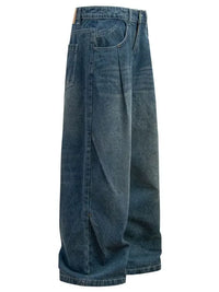 Men's Wide Leg Relaxed Fit Vintage Wash Jeans