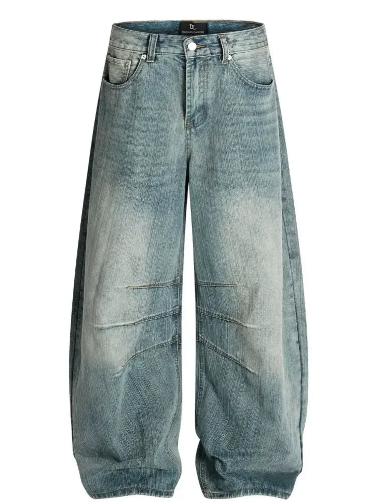 Men's Wide Leg Relaxed Fit Vintage Wash Jeans