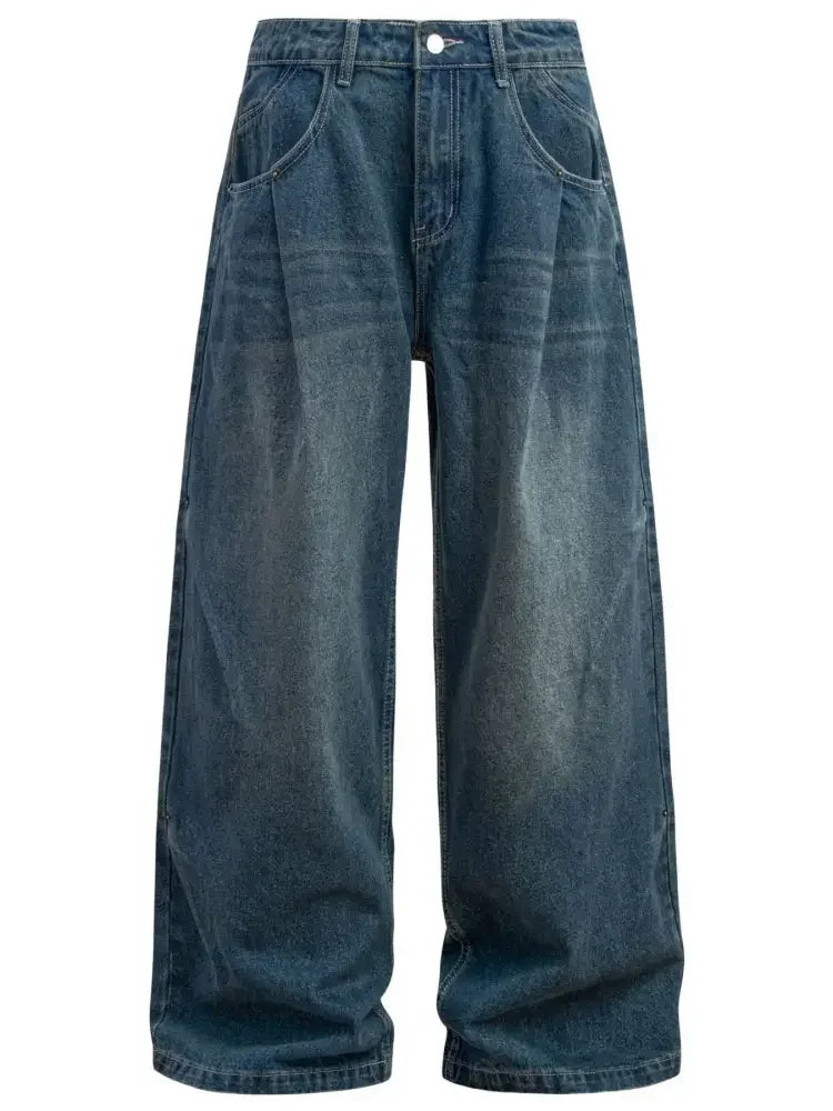 Men's Wide Leg Relaxed Fit Vintage Wash Jeans