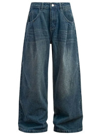 Men's Wide Leg Relaxed Fit Vintage Wash Jeans